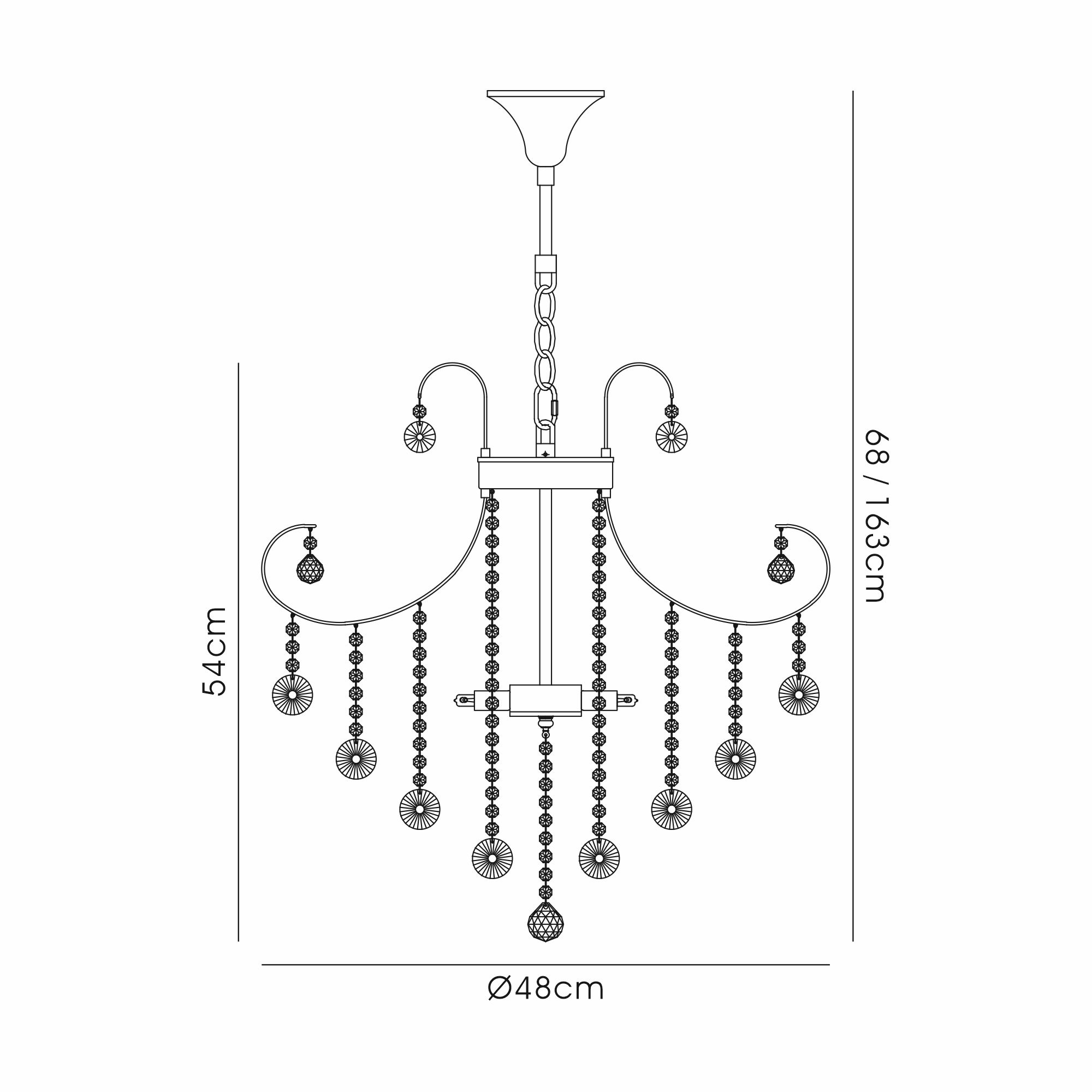 Rosina Polished Chrome Crystal Ceiling Lights Diyas Multi Arm Crystal Fittings
